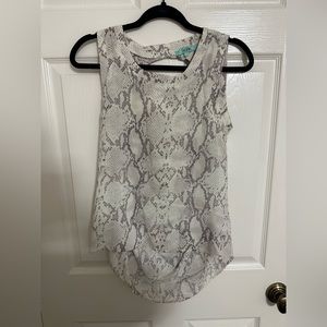 Karlie, neutral snake skin top, open back, size small!
